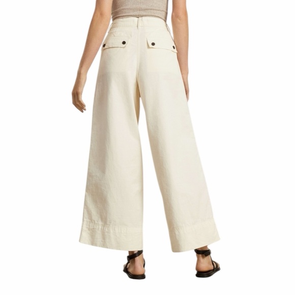 Everlane + The Tourist Pant. Pleated High Rise Wide Leg. Ivory Size 8 #1939 - Picture 3 of 9